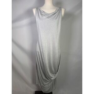 Solar Grey Viscose Cowl Neck Draped Asymmetrical‎ Midi Dress Size 36 Womens